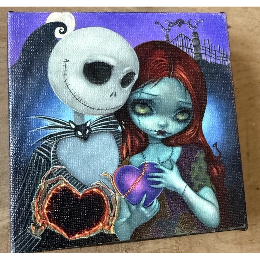 2026 Disney Jasmine Becket-Griffith Jack Skellington & Sally 3.5x3.5" Canvas